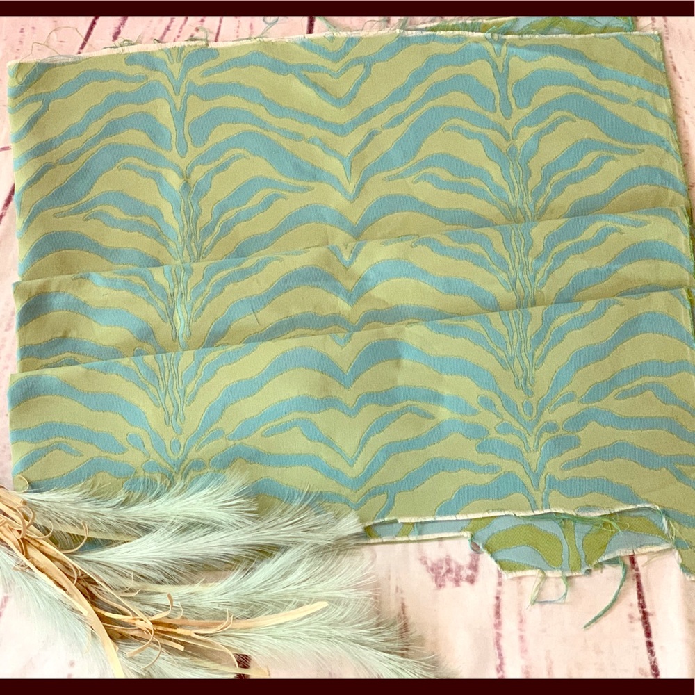 Green and Aqua Zebra Print Fabric 57” x 42”